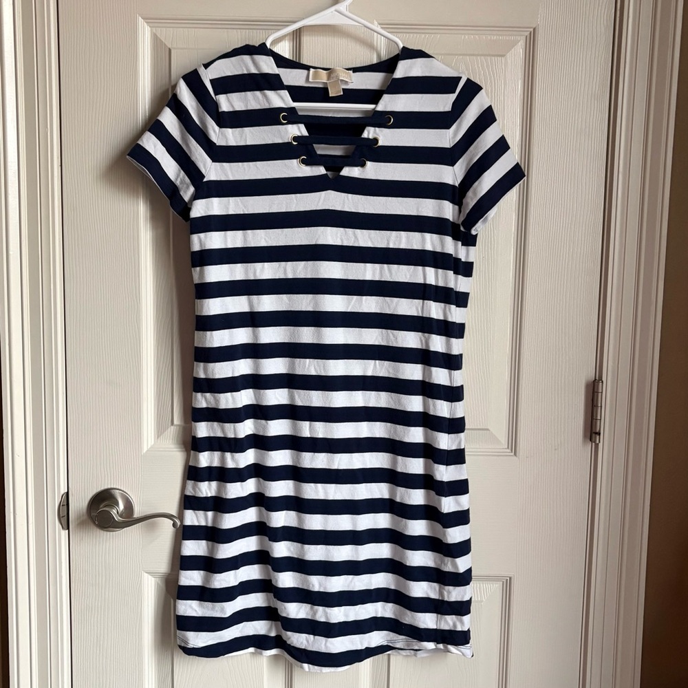 MICHAEL KORS Striped Tee Shirt Dress